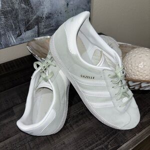 adidas Gazelle Women’s Sneakers in Light Green and White